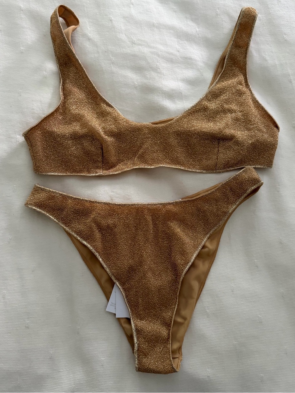 Oseree Gold Shimmer Scoop Bikini Set